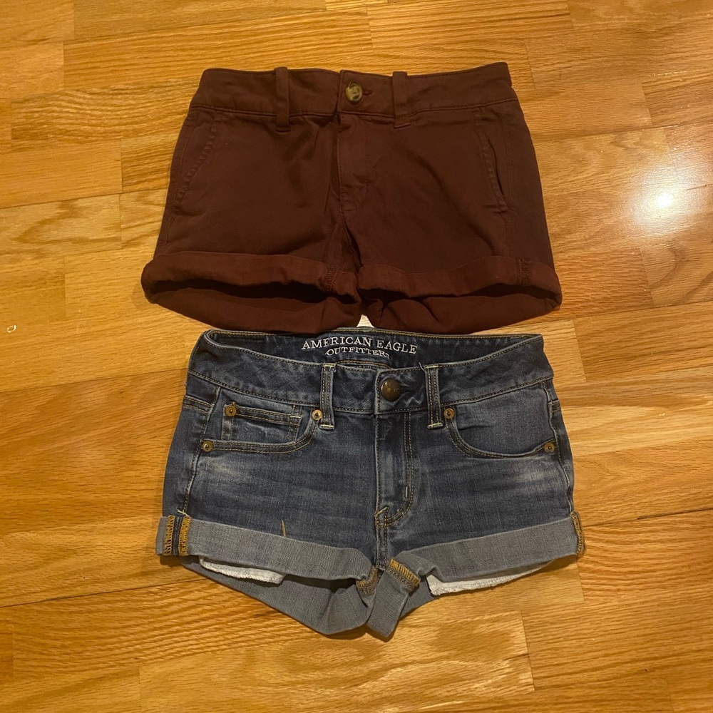 American Eagle Outfitters Brown and Denim Jean Shorts